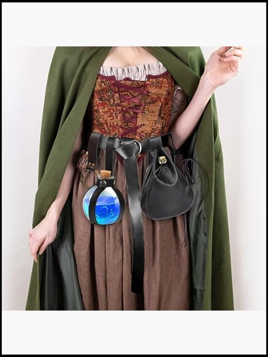Halloween Renaissance Belt Pouch Costume Set with Potion Bottle and Skirt Hikes main image 4